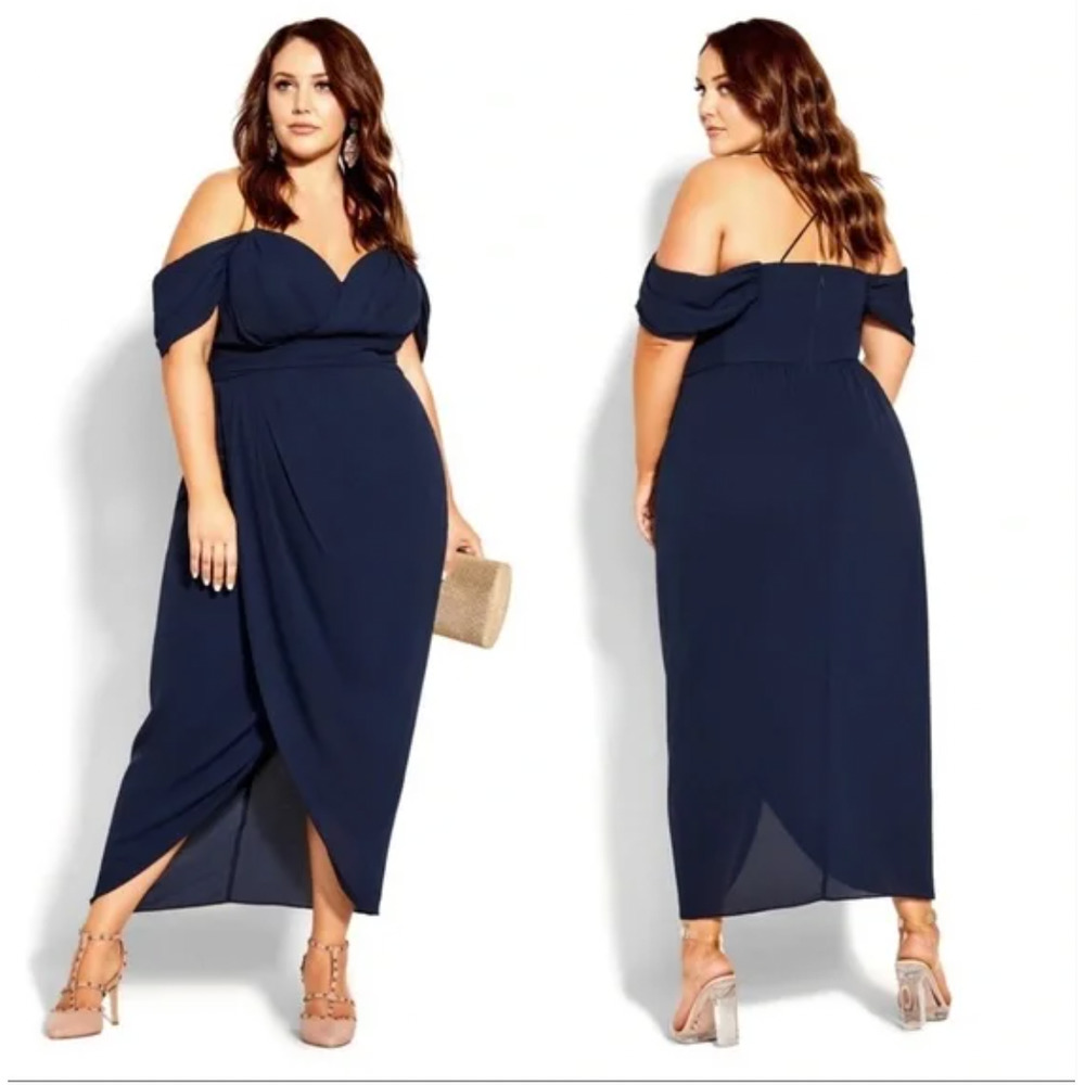 City Chic Womens Large 20 Maxi Entwine Dress Navy Blue Cocktail Dress NWT